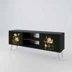 FLORAL NOIR 2-Door TV Stand in Black Finish