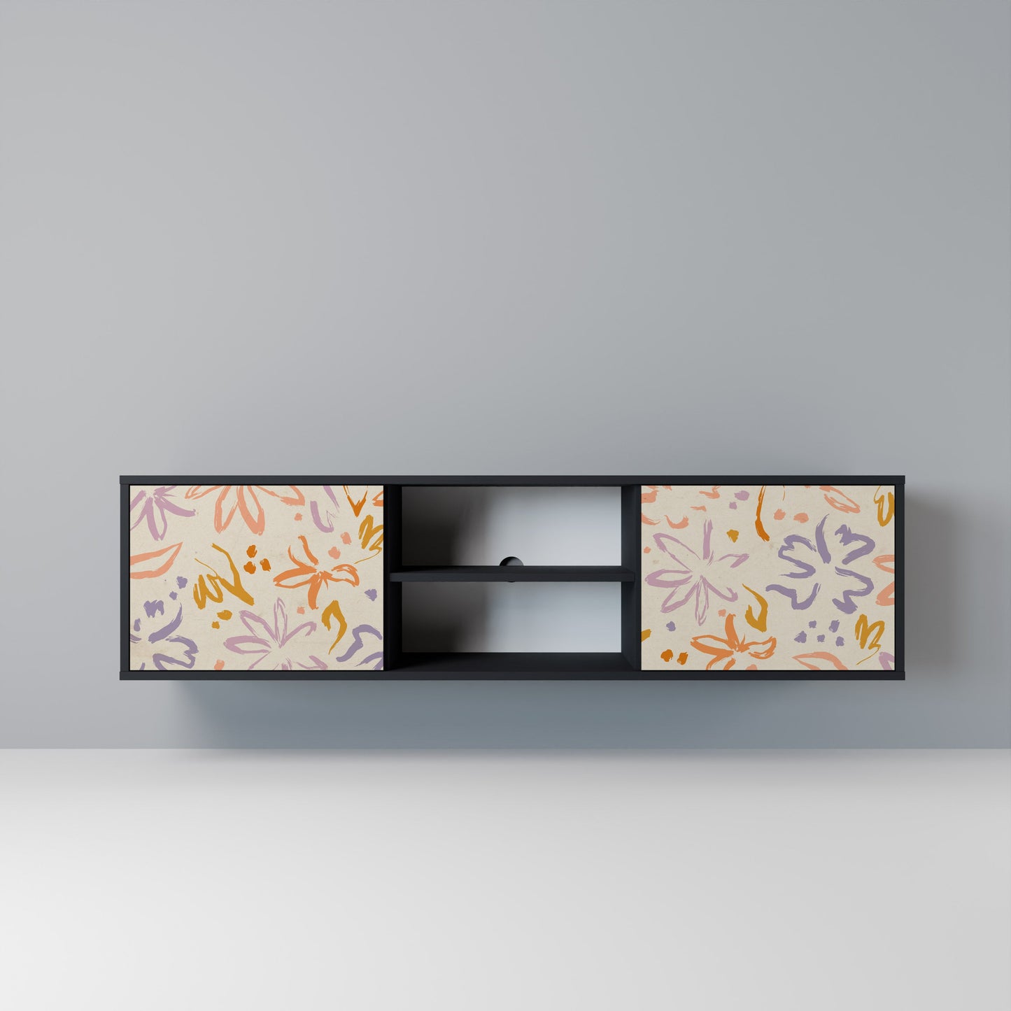 SPRING WHIMSY 2-dörrars TV-bänk i svart finish