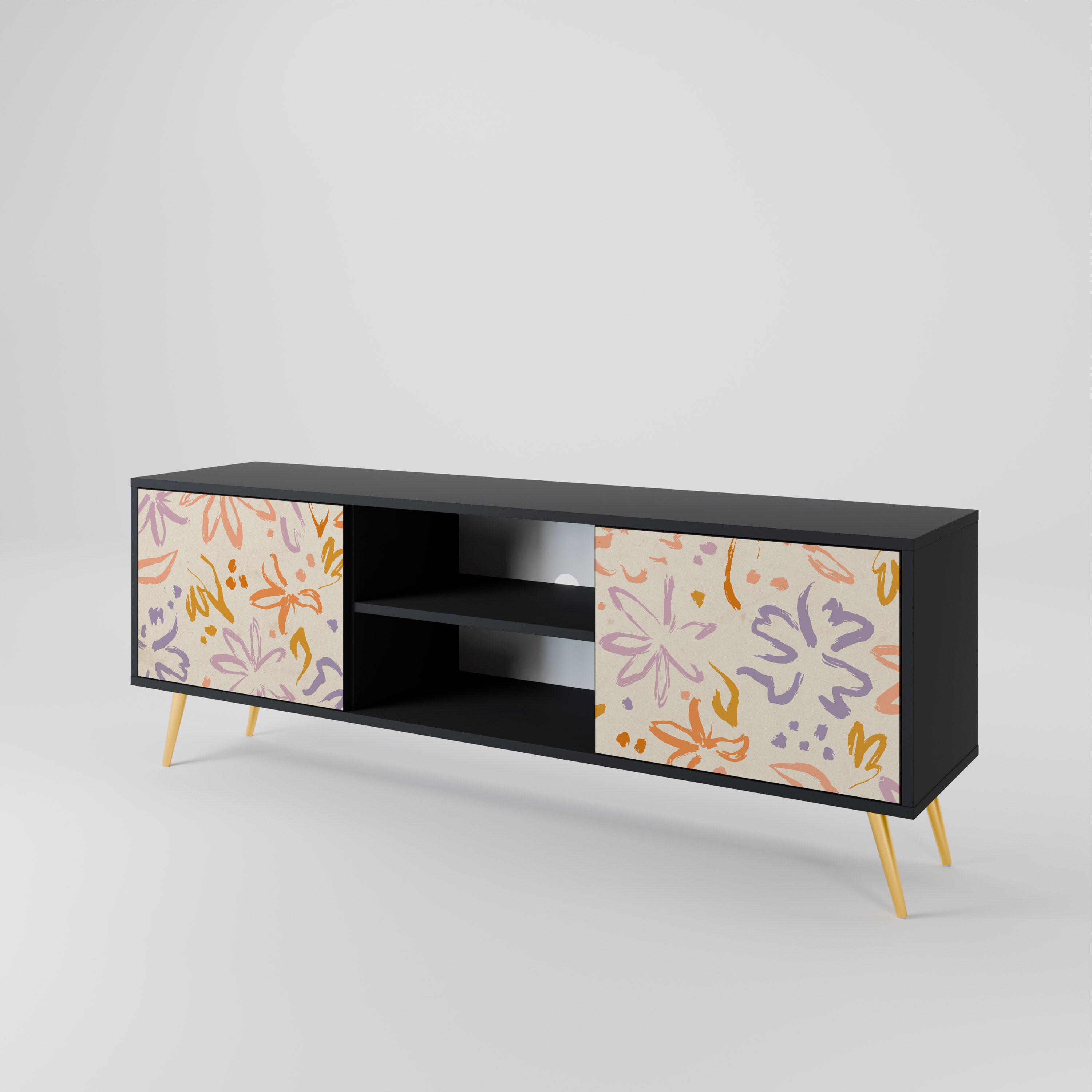 SPRING WHIMSY 2-dörrars TV-bänk i svart finish