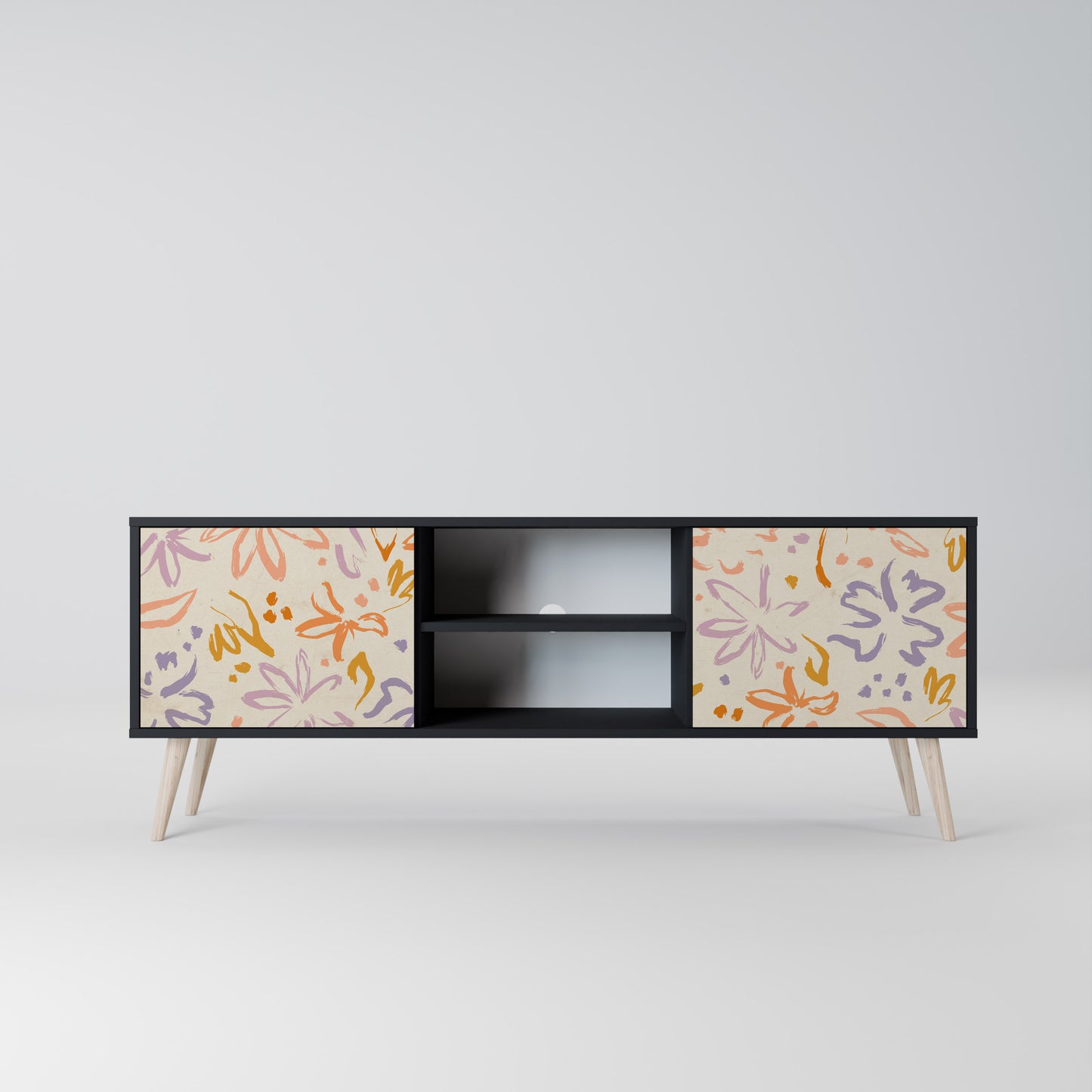 SPRING WHIMSY 2-dörrars TV-bänk i svart finish