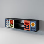 SCANDIC FLOWERET 2-Door TV Stand in Black Finish