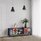 SCANDIC FLOWERET 2-Door TV Stand in Black Finish