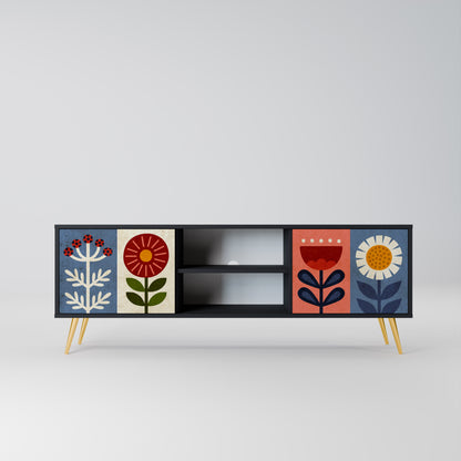 SCANDIC FLOWERET 2-dörrars TV-bänk i svart finish