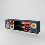 SCANDIC FLOWERET 2-Door TV Stand in Black Finish