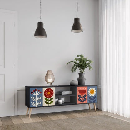 SCANDIC FLOWERET 2-dörrars TV-bänk i svart finish