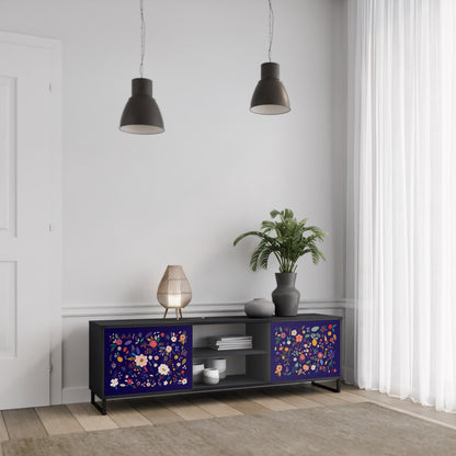 BLOMMA KOMBINATION 2-dörrars TV-bänk i svart finish