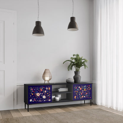 BLOMMA KOMBINATION 2-dörrars TV-bänk i svart finish