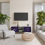 FLORAL COMBINATION 2-Door TV Stand in Black Finish