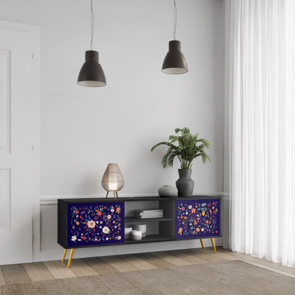 BLOMMA KOMBINATION 2-dörrars TV-bänk i svart finish
