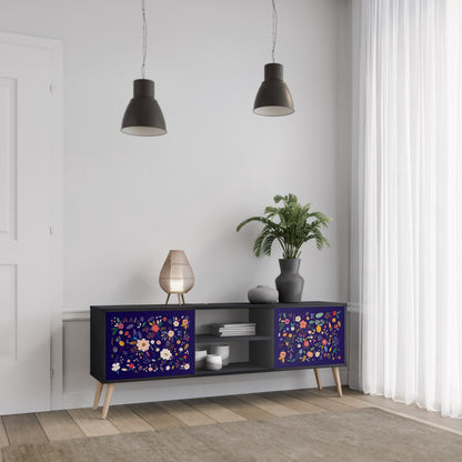 BLOMMA KOMBINATION 2-dörrars TV-bänk i svart finish