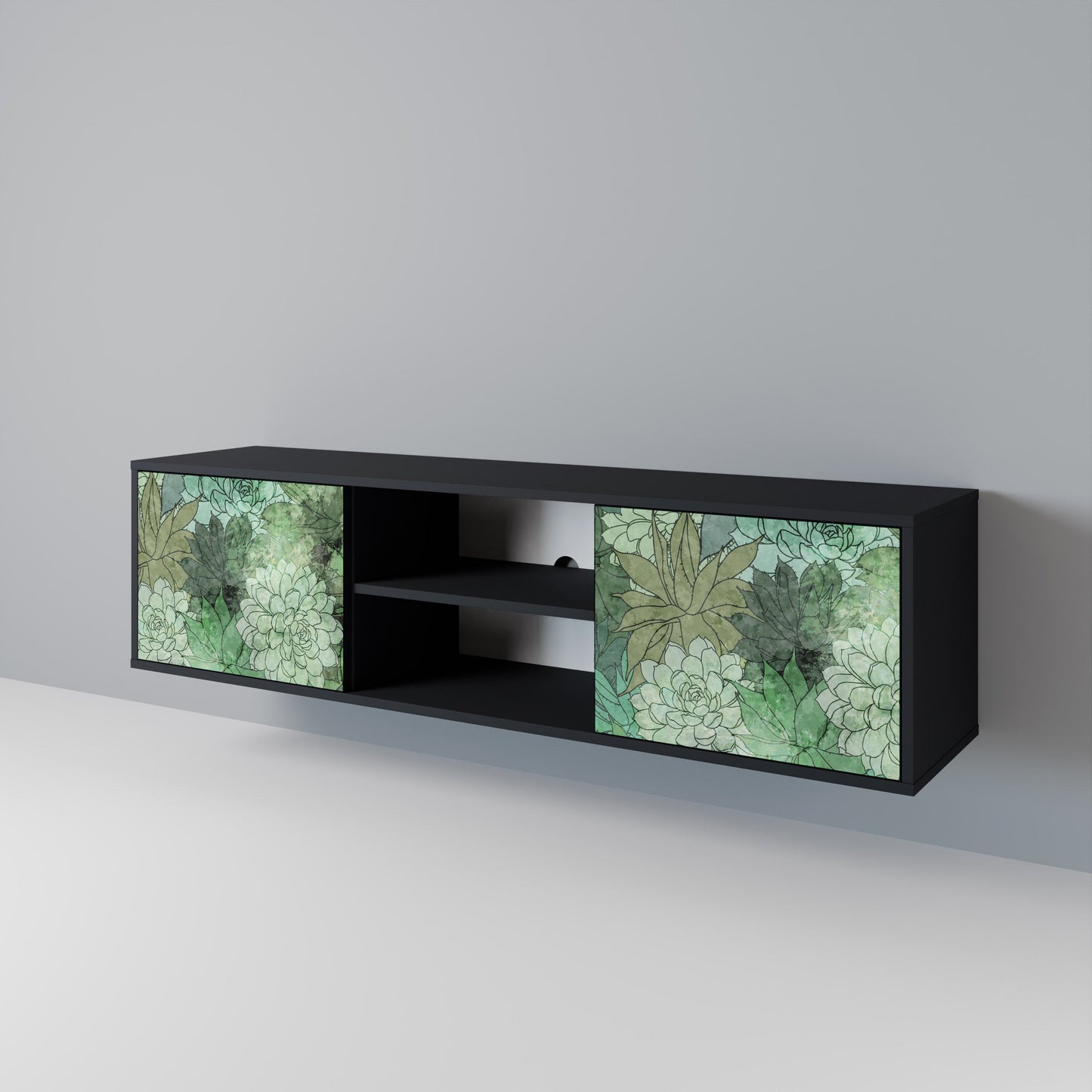 SUCCULENT CLUSTER 2-dörrars TV-bänk i svart finish