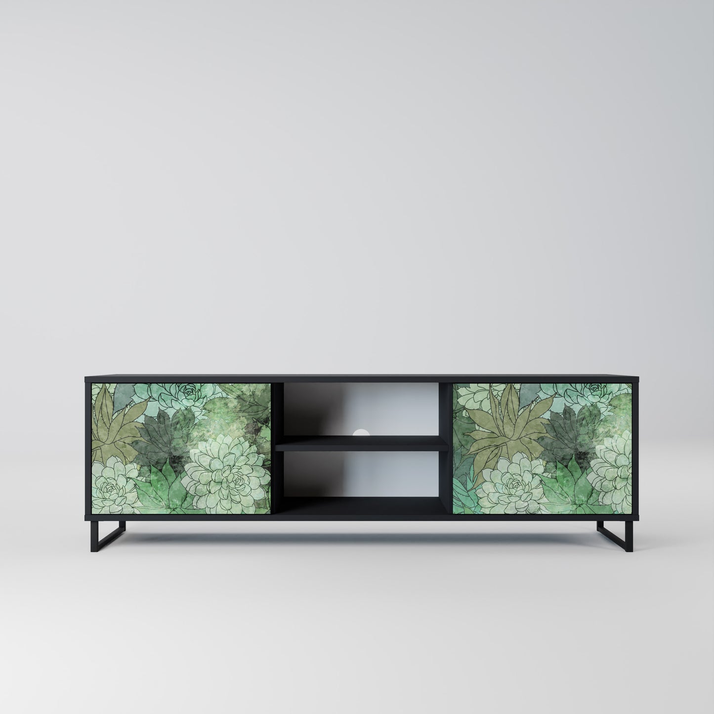SUCCULENT CLUSTER 2-dörrars TV-bänk i svart finish
