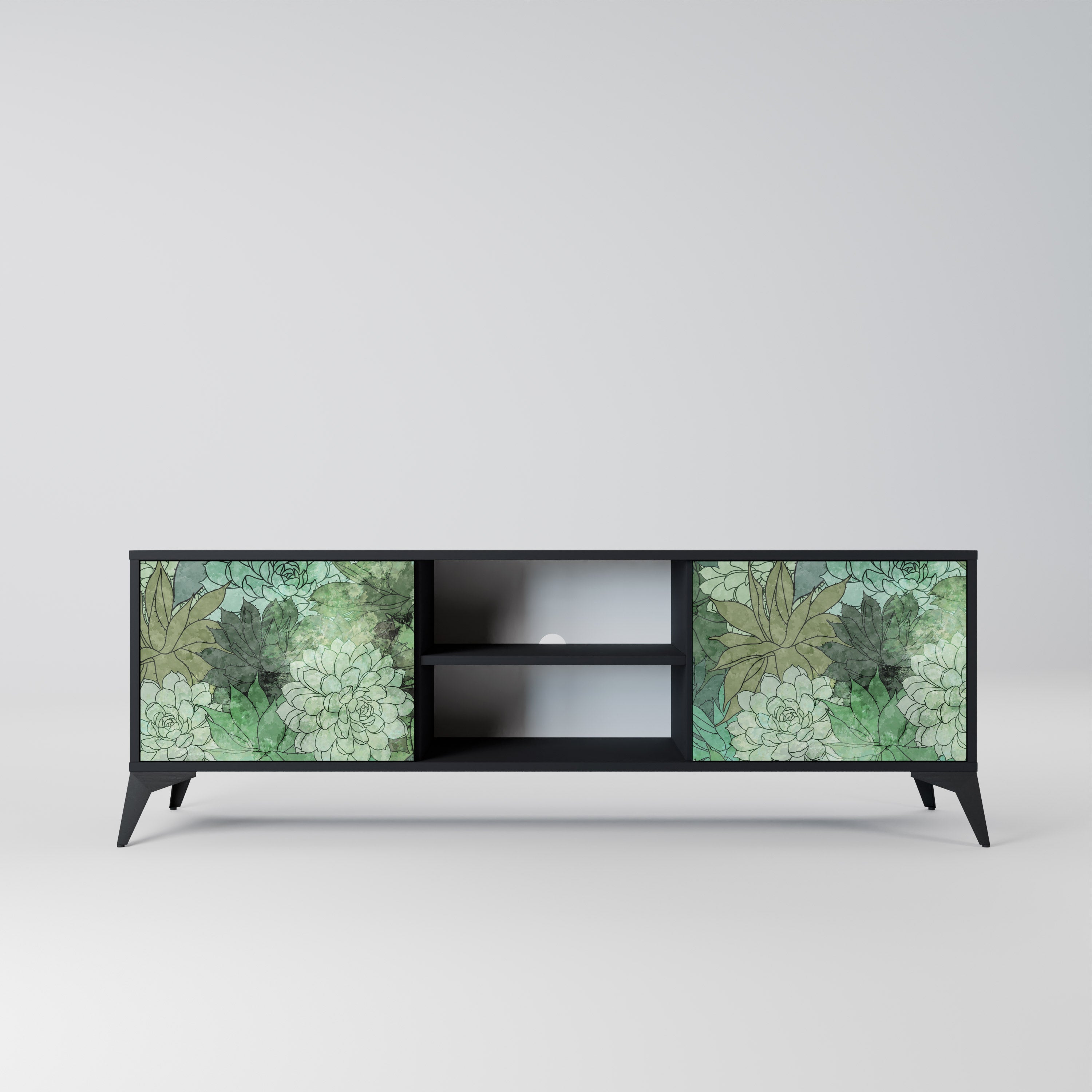 SUCCULENT CLUSTER 2-dörrars TV-bänk i svart finish