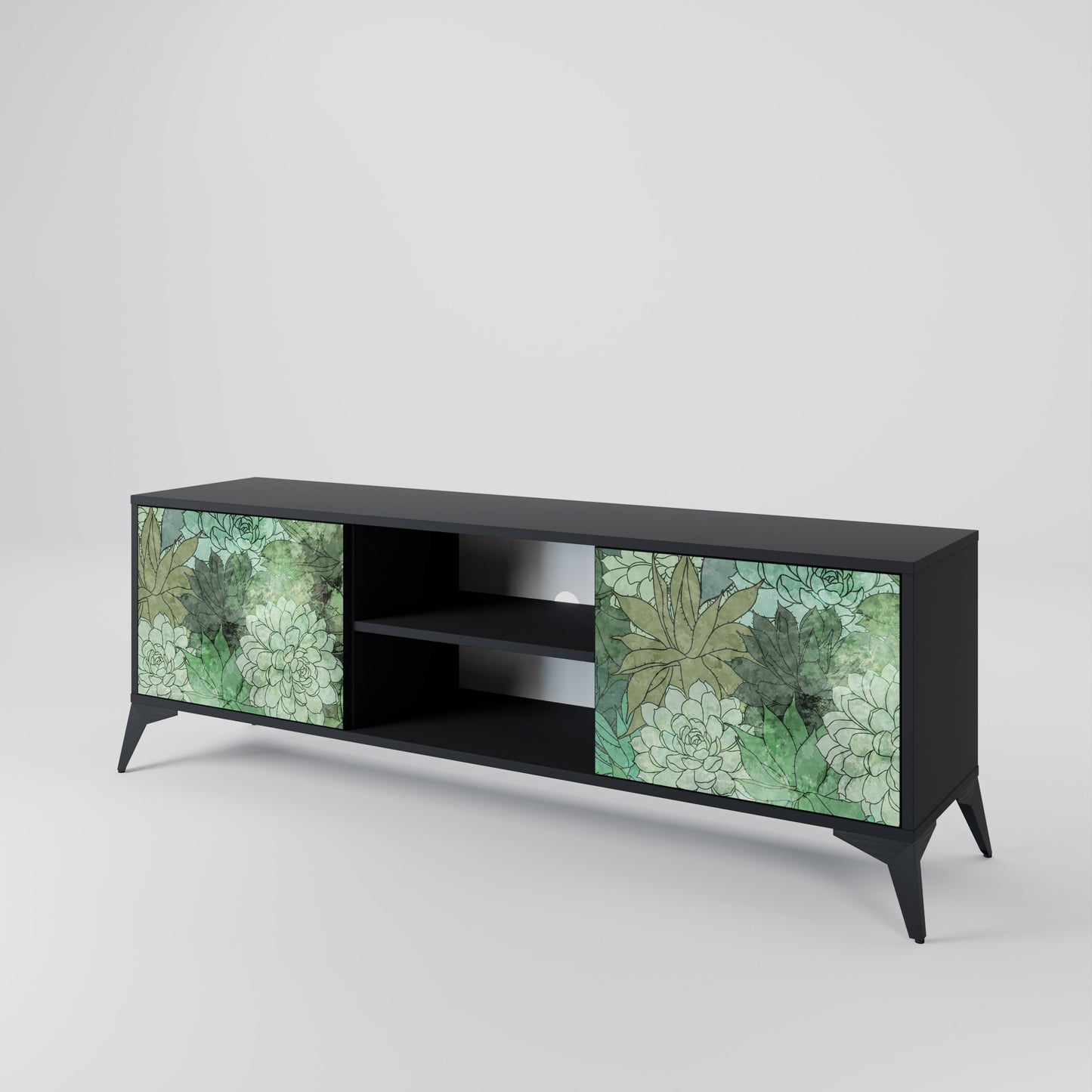 SUCCULENT CLUSTER 2-dörrars TV-bänk i svart finish
