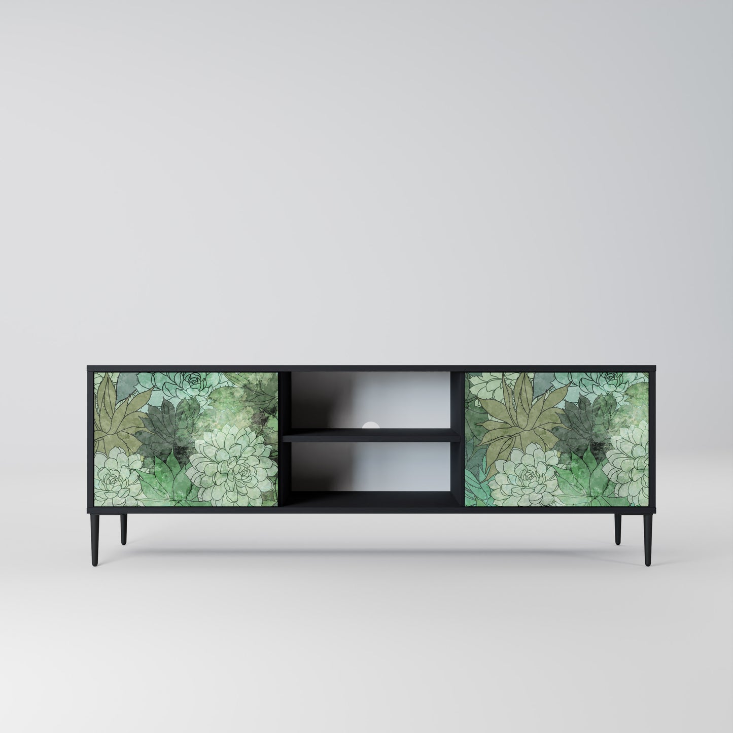 SUCCULENT CLUSTER 2-dörrars TV-bänk i svart finish