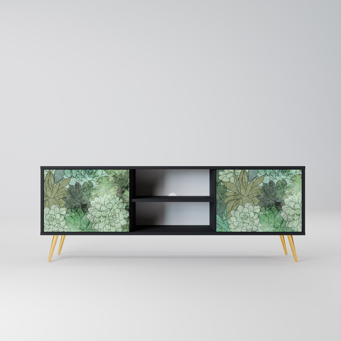SUCCULENT CLUSTER 2-dörrars TV-bänk i svart finish