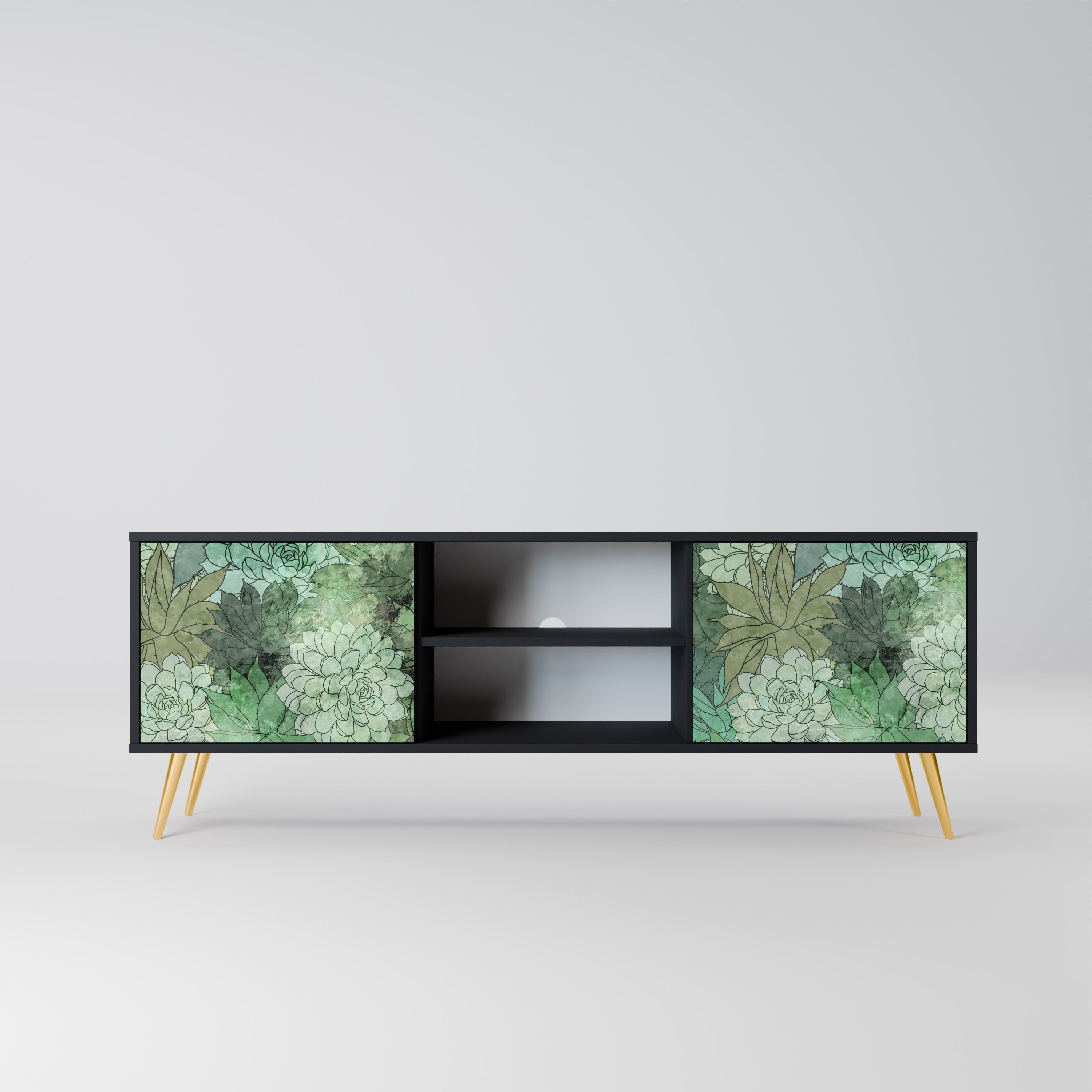 SUCCULENT CLUSTER 2-dörrars TV-bänk i svart finish