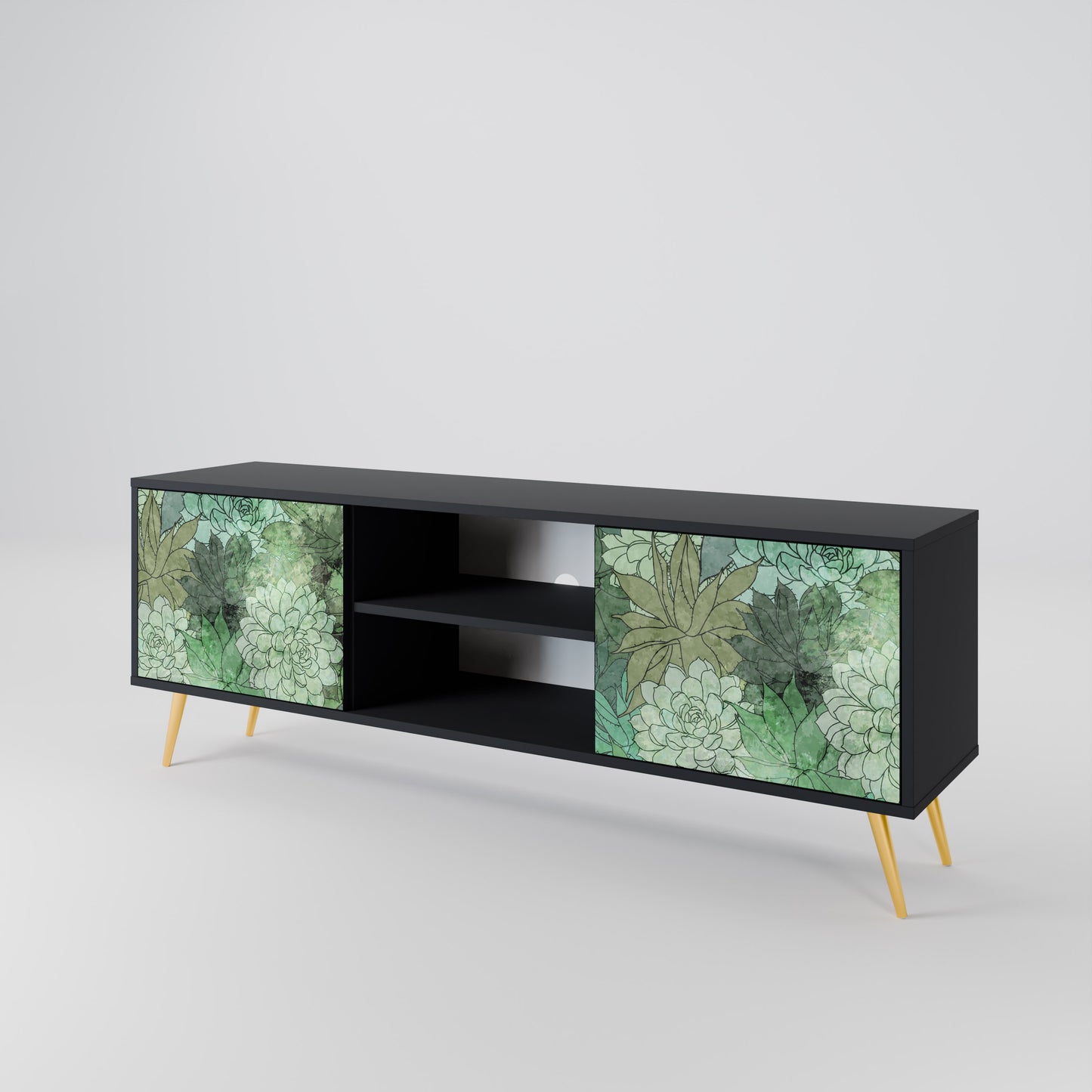 SUCCULENT CLUSTER 2-dörrars TV-bänk i svart finish
