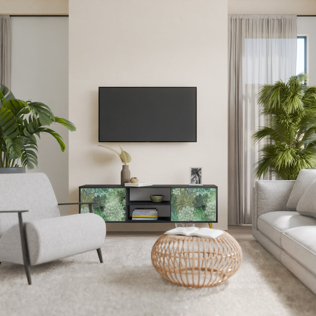 SUCCULENT CLUSTER 2-dörrars TV-bänk i svart finish