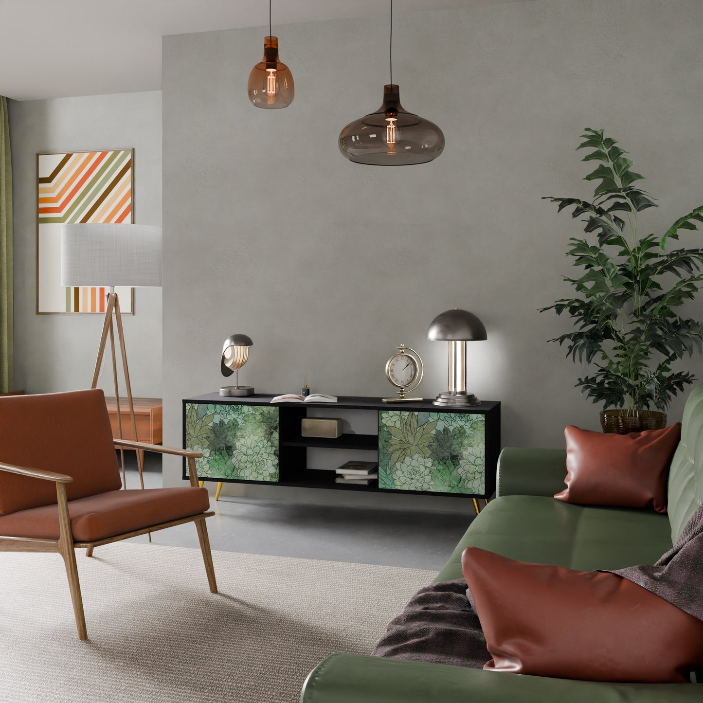 SUCCULENT CLUSTER 2-dörrars TV-bänk i svart finish