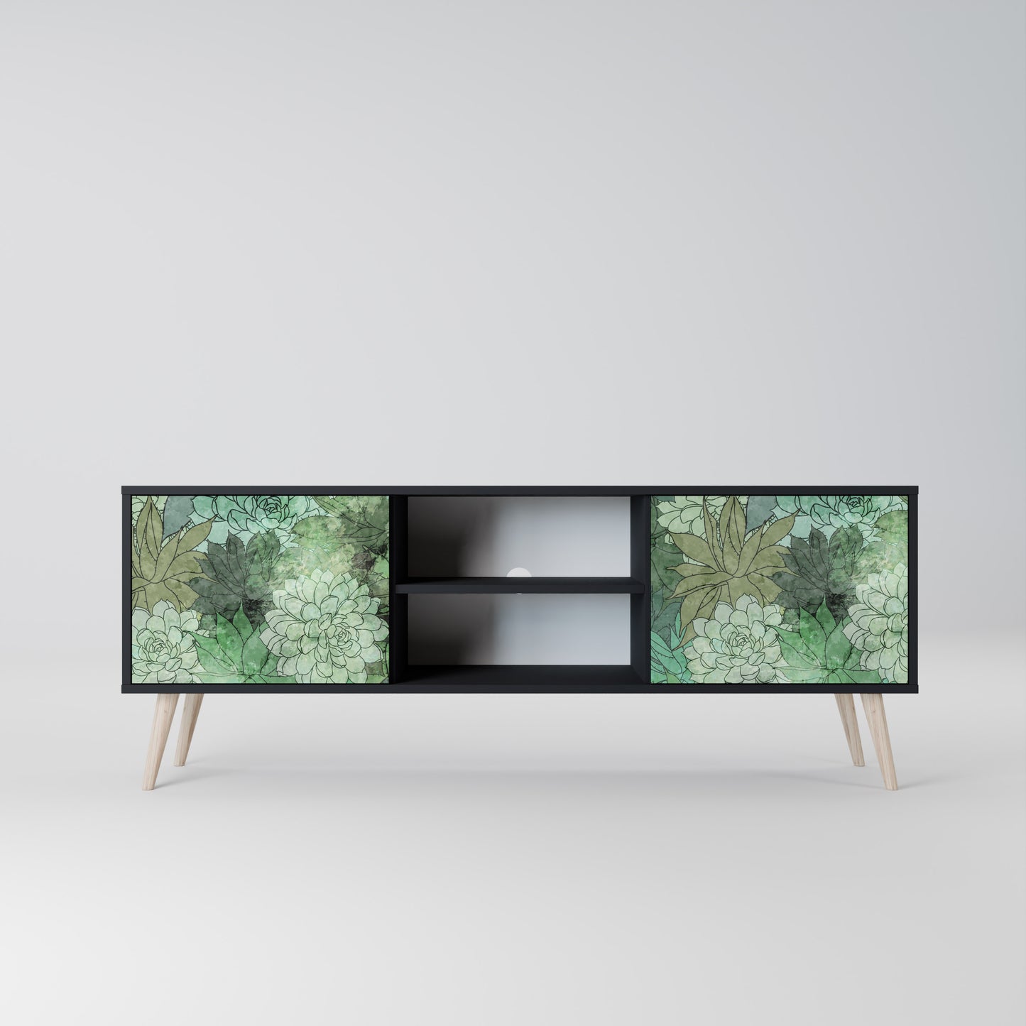 SUCCULENT CLUSTER 2-dörrars TV-bänk i svart finish