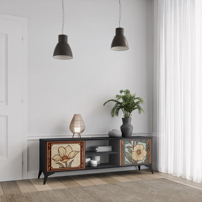 TIDLÖS FLORA 2-dörrars TV-bänk i svart finish