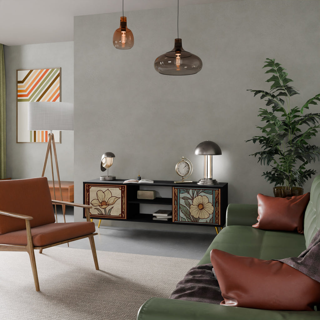TIDLÖS FLORA 2-dörrars TV-bänk i svart finish
