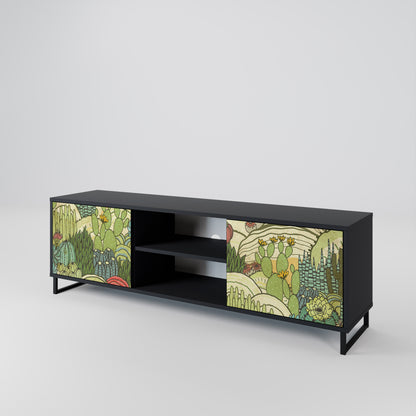 SUCCULENTS KALEIDOSCOPE 2-Door TV Stand in Black Finish