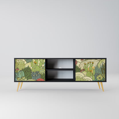 SUCCULENTS KALEIDOSCOPE 2-Door TV Stand in Black Finish