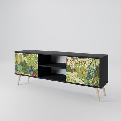 SUCCULENTS KALEIDOSCOPE 2-Door TV Stand in Black Finish