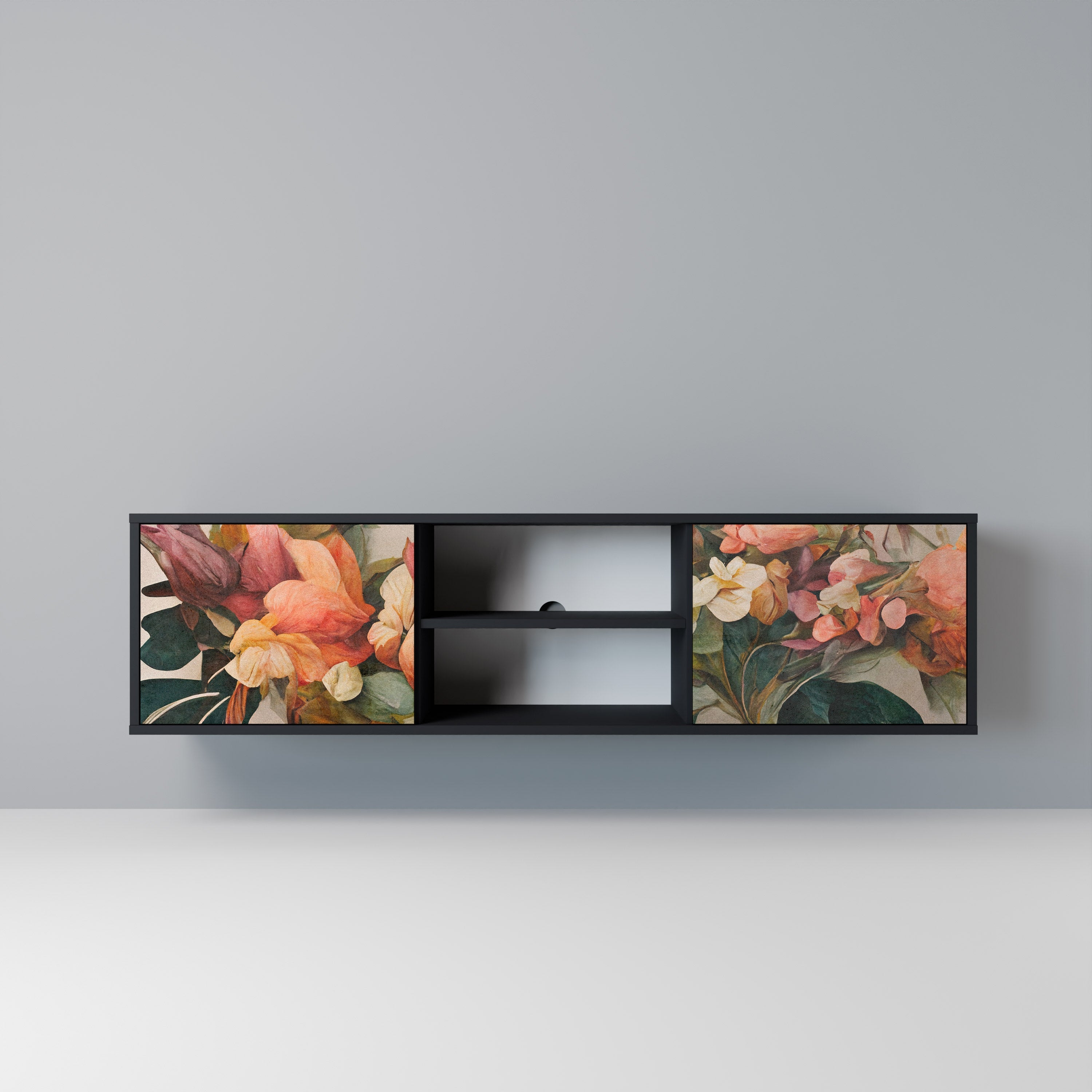 STYLISH BEAUTY 2-dörrars TV-bänk i svart finish