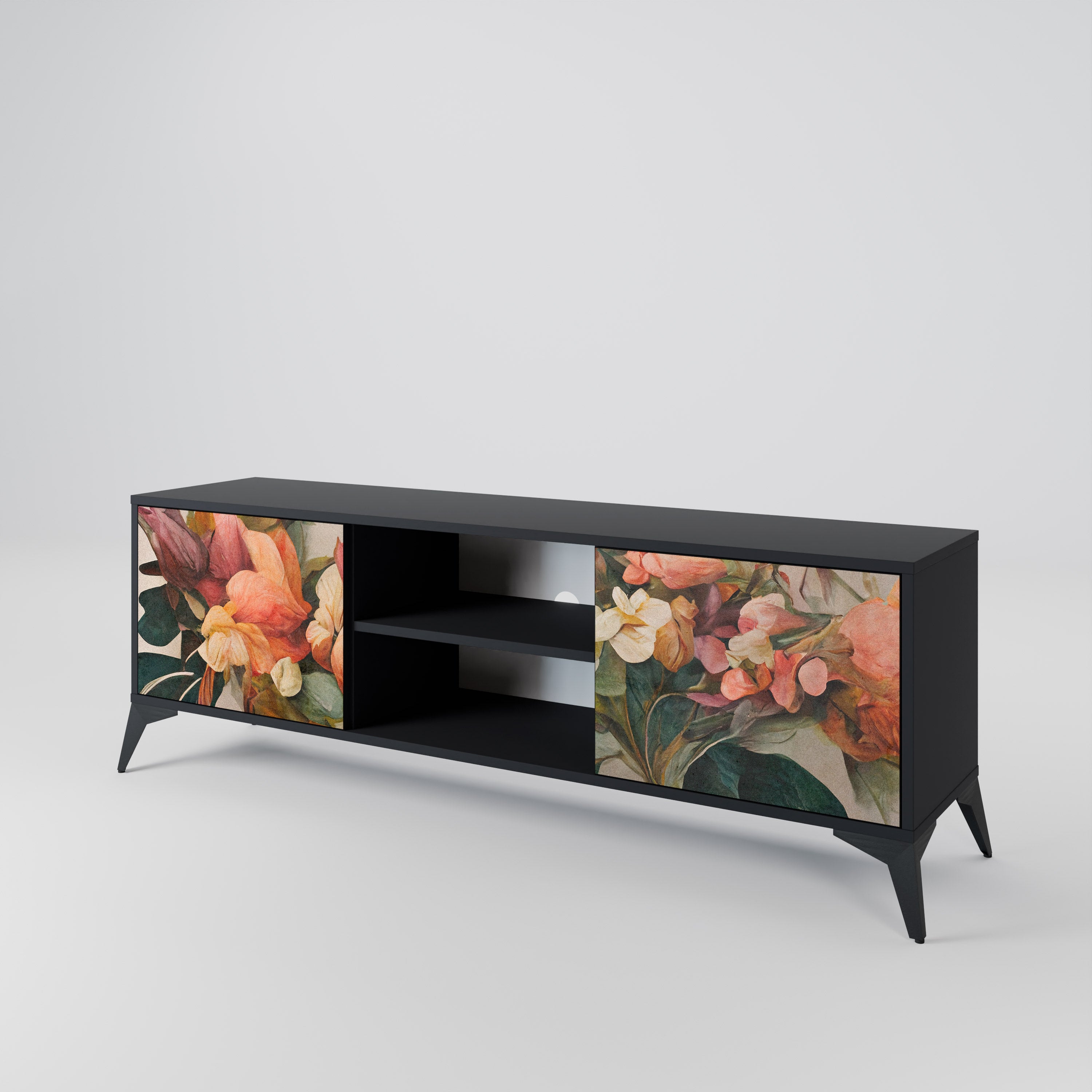 STYLISH BEAUTY 2-dörrars TV-bänk i svart finish