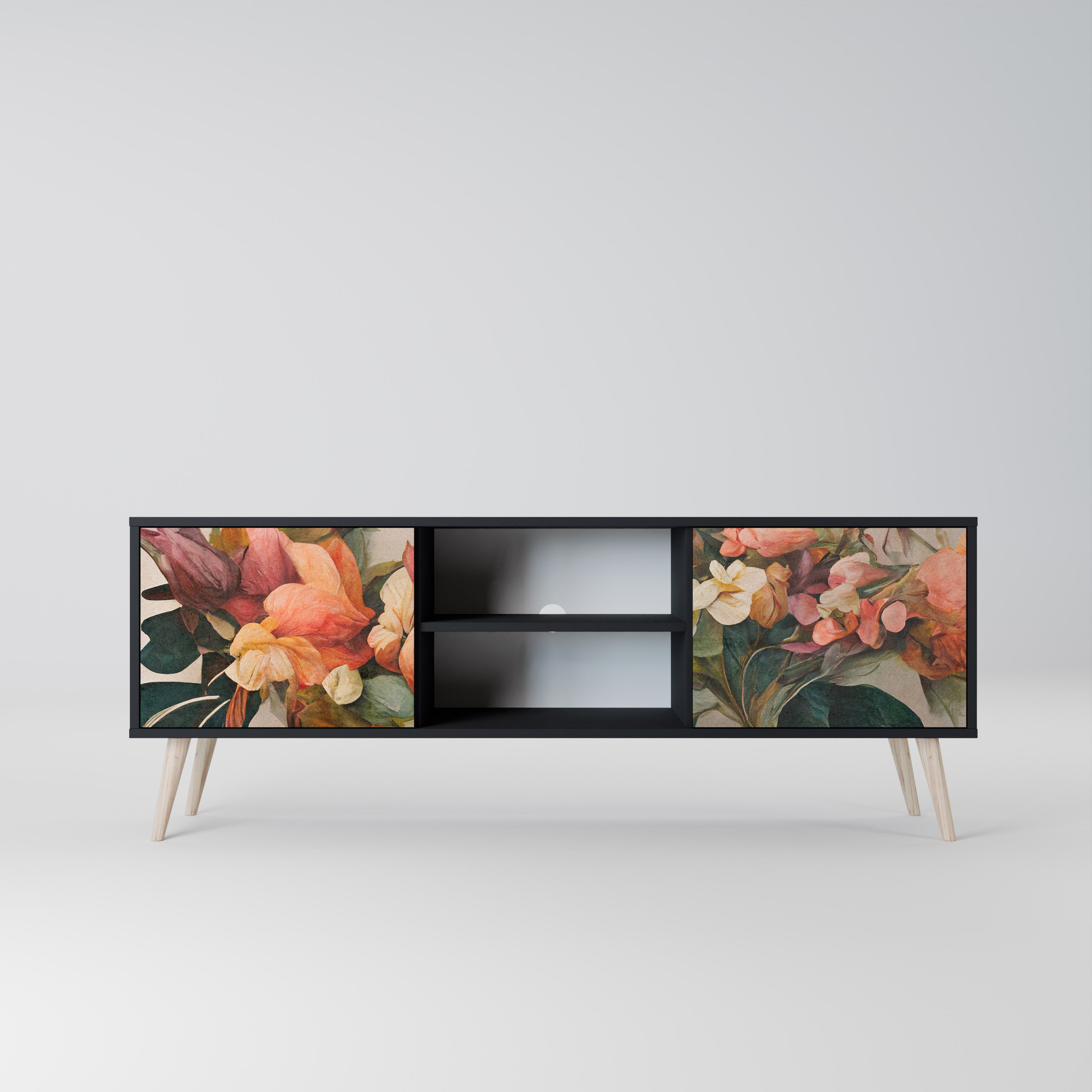 STYLISH BEAUTY 2-dörrars TV-bänk i svart finish