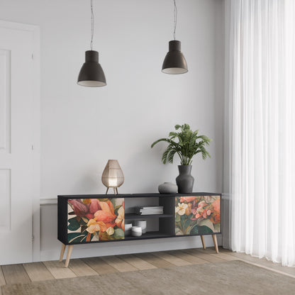 STYLISH BEAUTY 2-Door TV Stand in Black Finish