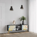 HELLO SPRING 2-Door TV Stand in Black Finish