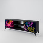 BLOOMING ELEGANCE 2-Door TV Stand in Black Finish