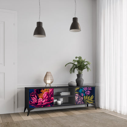 BLOOMING ELEGANCE 2-dörrars TV-bänk i svart finish