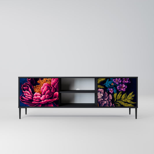 BLOOMING ELEGANCE 2-dörrars TV-bänk i svart finish