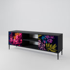 BLOOMING ELEGANCE 2-Door TV Stand in Black Finish