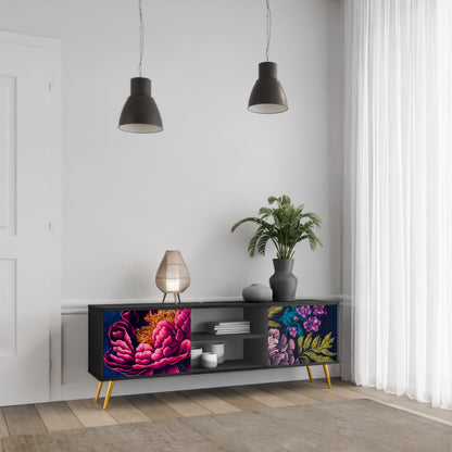 BLOOMING ELEGANCE 2-dörrars TV-bänk i svart finish