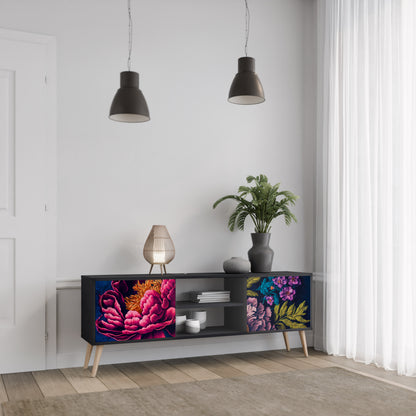 BLOOMING ELEGANCE 2-dörrars TV-bänk i svart finish