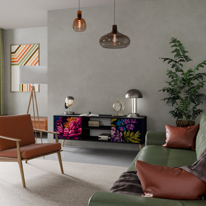 BLOOMING ELEGANCE 2-dörrars TV-bänk i svart finish