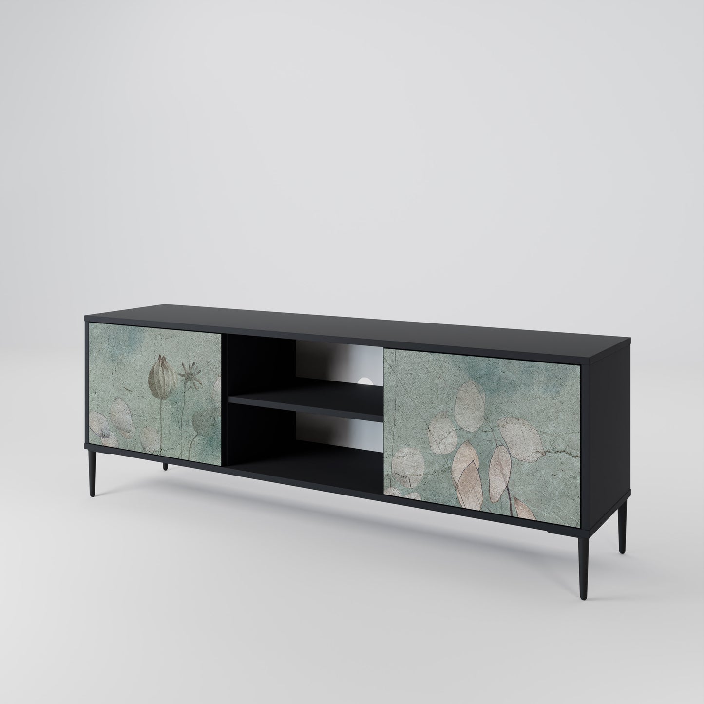 NIGHT LADY 2-Door TV Stand in Black Finish