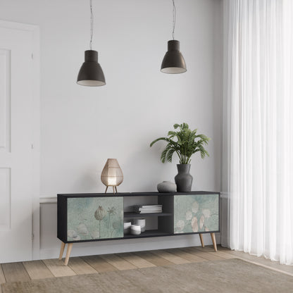 NIGHT LADY 2-Door TV Stand in Black Finish