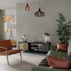 GENTLE POWER 2-Door TV Stand in Black Finish