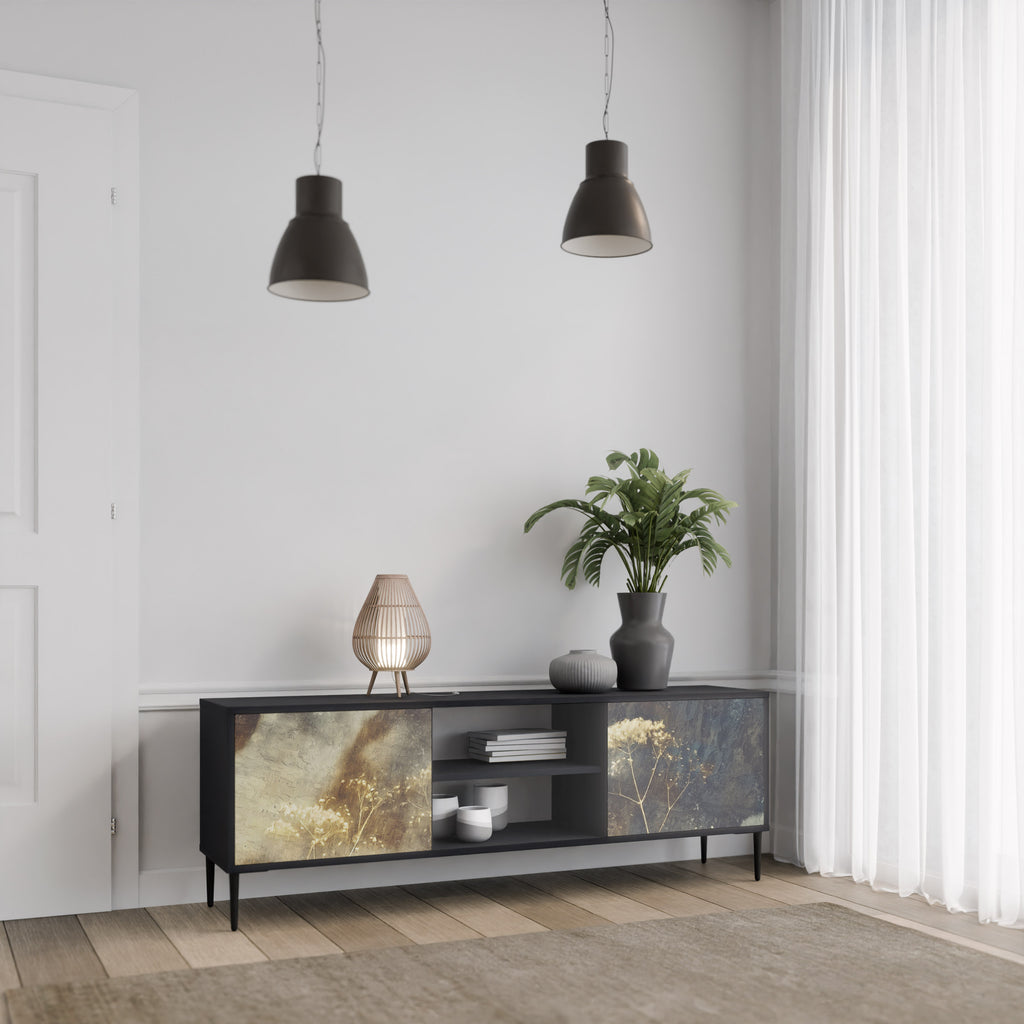 GENTLE POWER 2-dörrars TV-bänk i svart finish
