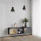 GENTLE POWER 2-Door TV Stand in Black Finish