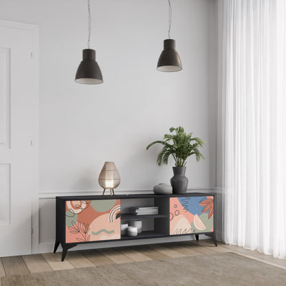 PASTEL DESTINY 2-Door TV Stand in Black Finish