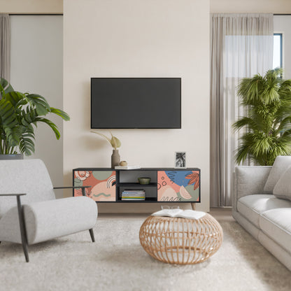 PASTEL DESTINY 2-Door TV Stand in Black Finish