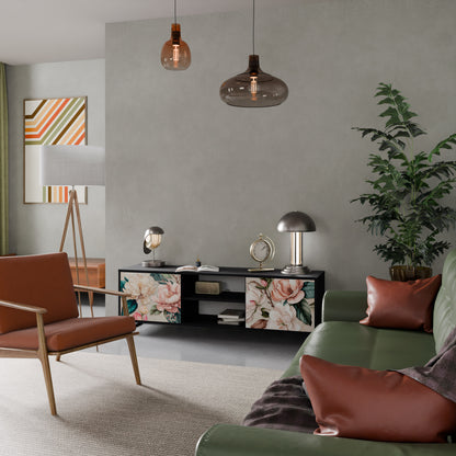 FLORAL GRACE 2-dörrars TV-bänk i svart finish